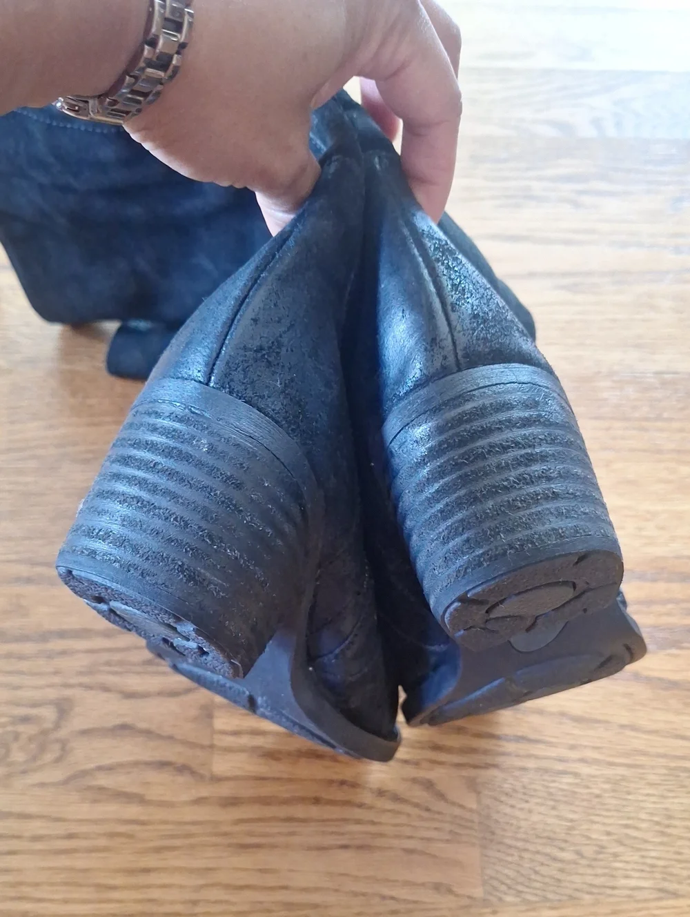 Born Black Felicia Distressed Knee High Suede Boot Side Zipper and Back 8